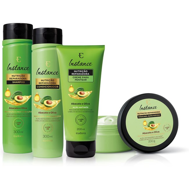 Combo Completo Cabelos Nutridos Instance Abacate e Oliva (4 itens)