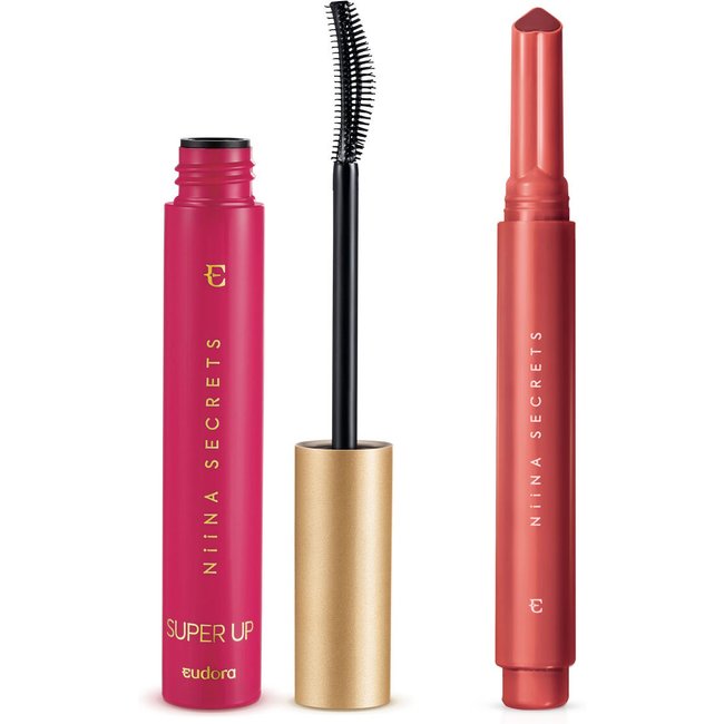 Combo Secrets: Máscara de Cílios 8g+ Batom Gloss Vermelho Tulipa 1,4g