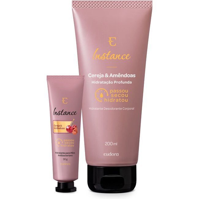 Combo Instance Cereja e Amêndoas: Hidratante Corporal 200ml + Hidratante Para Mãos 30g