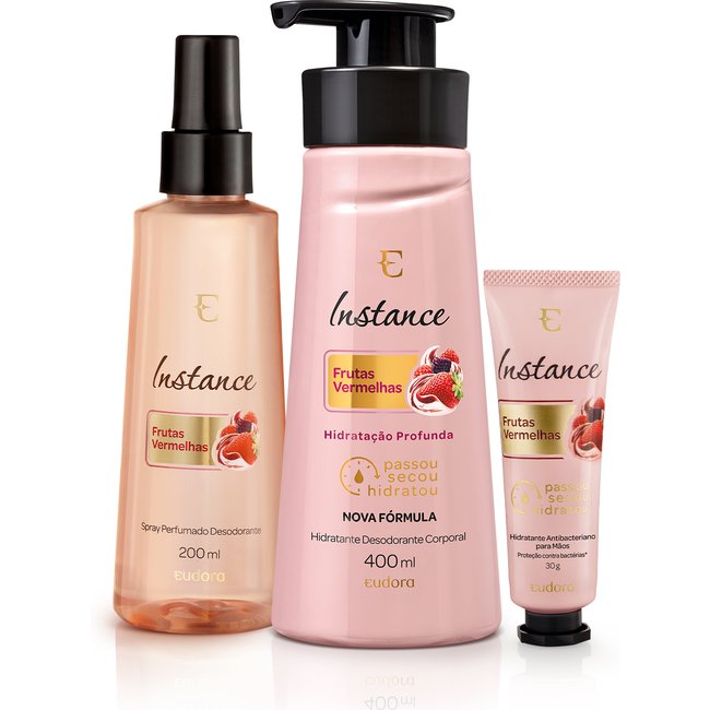 Combo Frutas Vermelhas: Spray Desodorante Colônia 200ml + Hidratante Corporal 400ml + Creme Para Mãos 30g