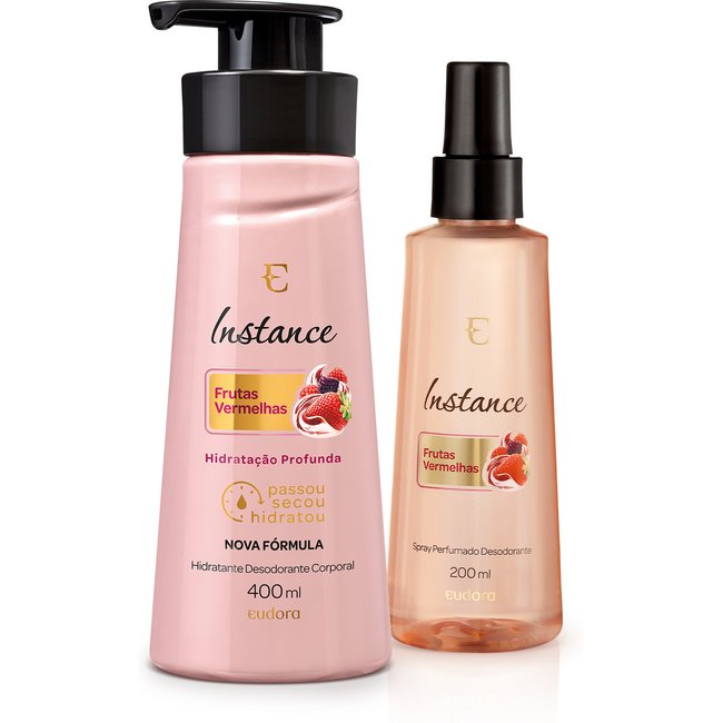 Combo Instance Frutas Vermelhas: Hidratante Desodorante Corporal 400ml + Spray Desodorante Colônia 200ml