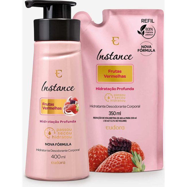 Combo Instance Frutas Vermelhas: Hidratante Corporal 400ml + Refil 350ml