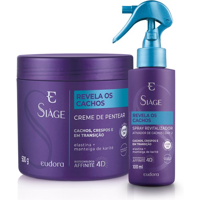 Combo Siàge Revela Os Cachos: Creme para Pentear 500g + Spray Capilar 100ml