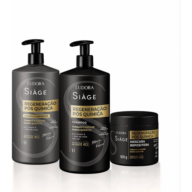 Combo Siàge Pós-Química: Shampoo 1L+ Condicionador 1L +Máscara Capilar 500g+ 2 Válvulas Pump