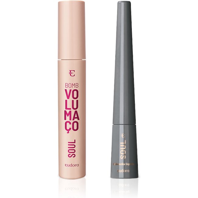 Combo Eudora Soul: Delineador Líquido Para Olhos Preto 2,5ml + Máscara Para Cílios 10g