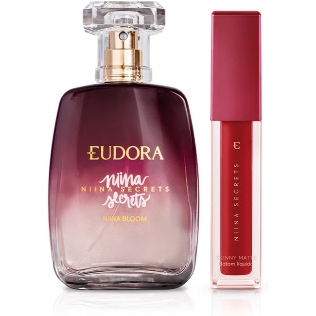 Combo Niina Secrets: Bloom Desodorante Colônia 100ml + Batom Skinny Matte Vermelho Hibisco 4ml