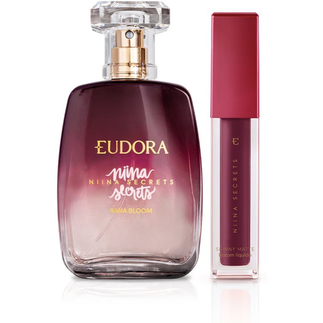 Combo Niina Secrets: Bloom Desodorante Colônia 100ml + Batom Skinny Matte Vinho Jasmin 4ml