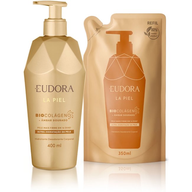 Combo La Piel Âmbar Dourado: Hidratante Desodorante Corporal 400ml + Refil Hidratante Desodorante Corporal 350ml