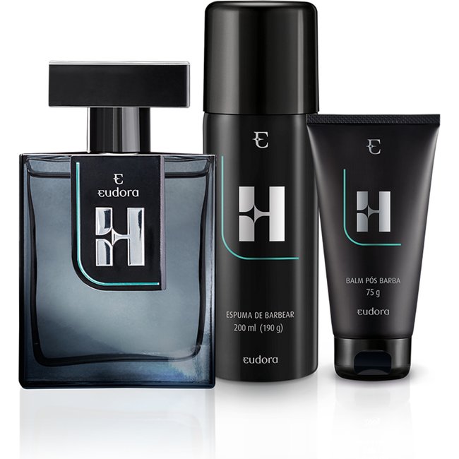 Kit Eudora H Colônia Desodorante + Balm Pós Barba + Espuma de Barbear