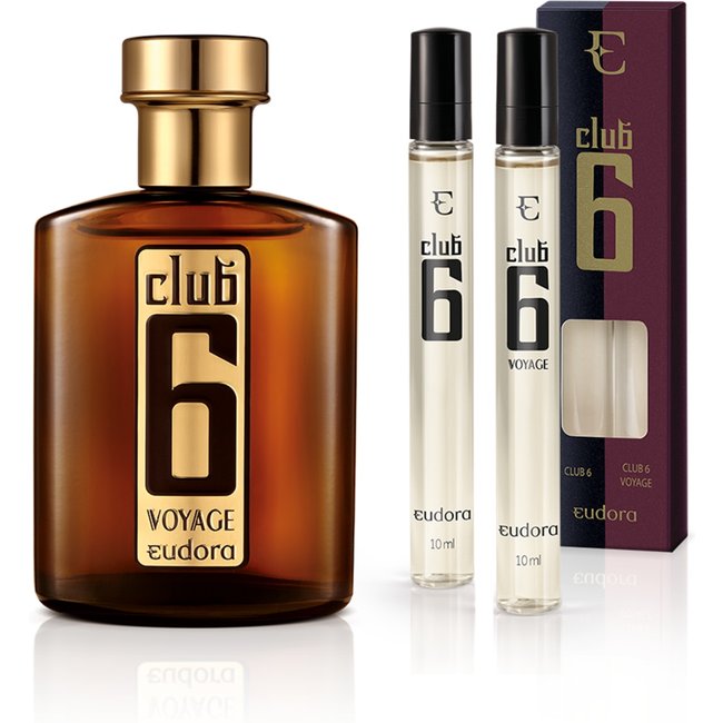 Kit Estojo Colônia Desodorante Club 6 e Voyage 10ml Cada + Colônia Desodorante Voyage 95ml