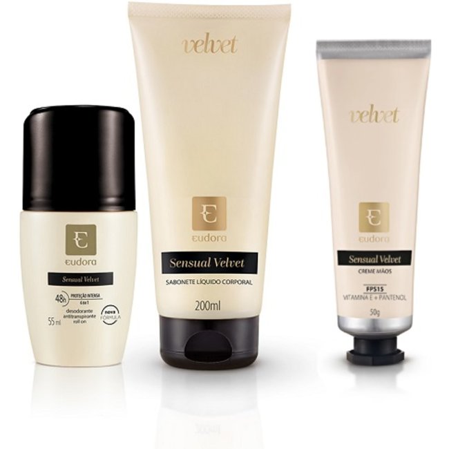 Kit Sensual Velvet Hidratante Desodorante Mãos + Desodorante + Sabonete