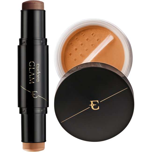 Kit Glam Pele Morena Contorno Facial + Pó Solto Matificante