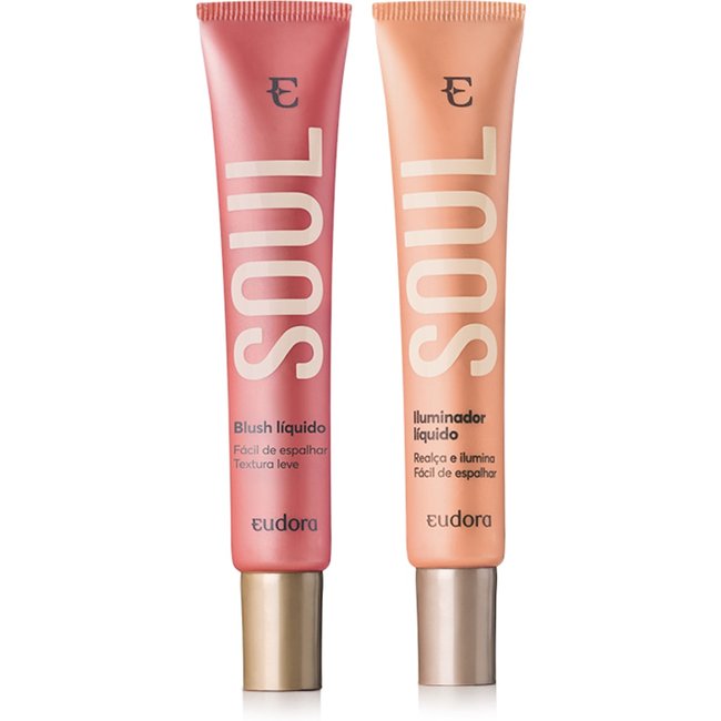 Kit Blush Líquido Soul Rosa Coradinho + Iluminador Líquido
