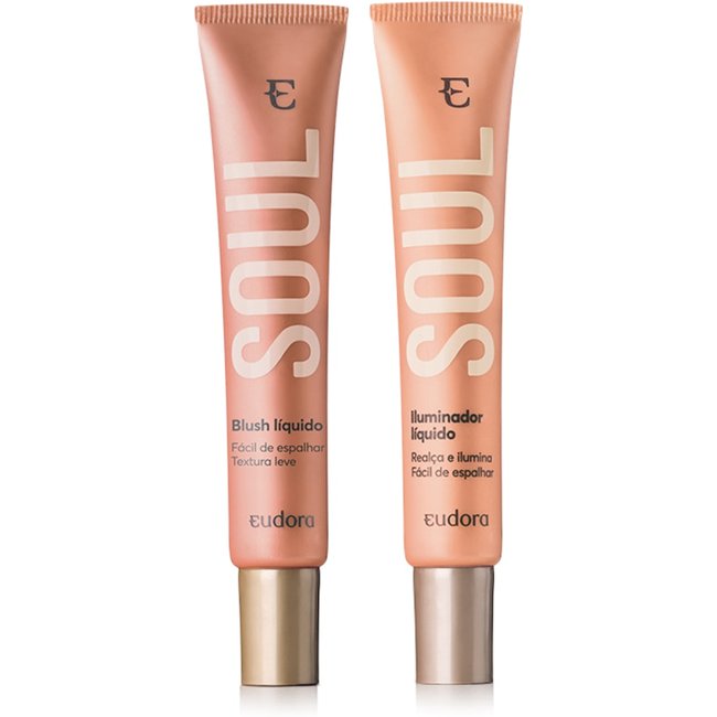 Kit Blush Líquido Soul Pêssego Saudável + Iluminador Líquido