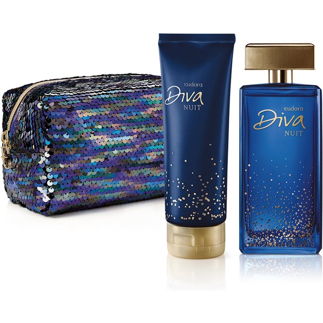 Kit Diva Nuit Colônia Desodorante + Hidratante Desodorante + Nécessaire
