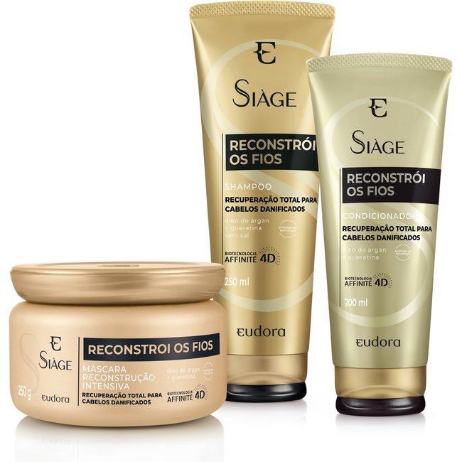 Kit Siàge Reconstrói Os Fios Shampoo + Condicionador + Máscara (Nova Versão)