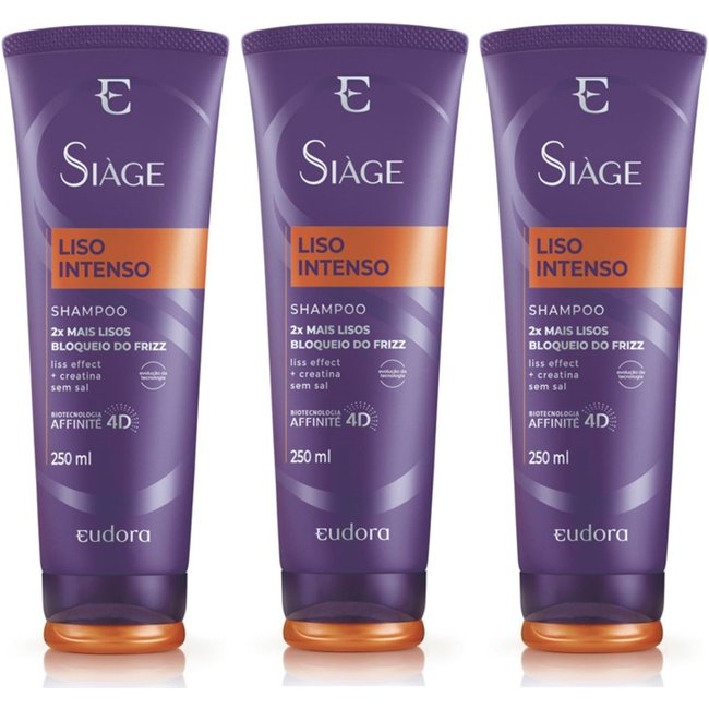 Kit Siàge Liso Intenso Shampoo 3 Unidades Nova Versão