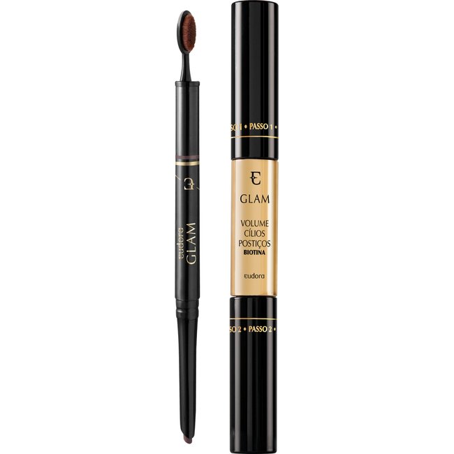 Kit Glam Lapiseira Sobrancelha Médio + Máscara Volume Cílios Postiços Biotina