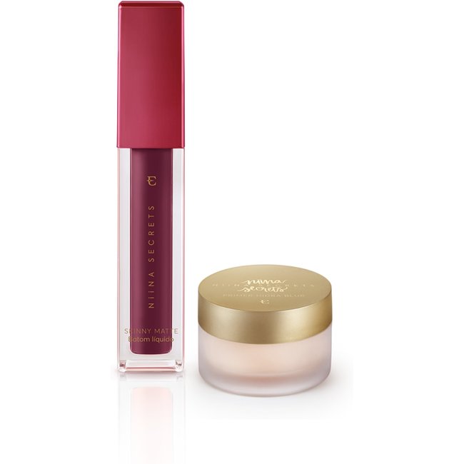 Kit Niina Secrets Batom Skinny Matte Vinho Jasmin + Primer