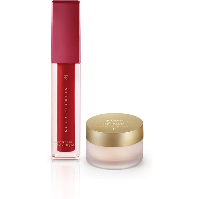 Kit Niina Secrets Batom Skinny Matte Vermelho Hibisco + Primer