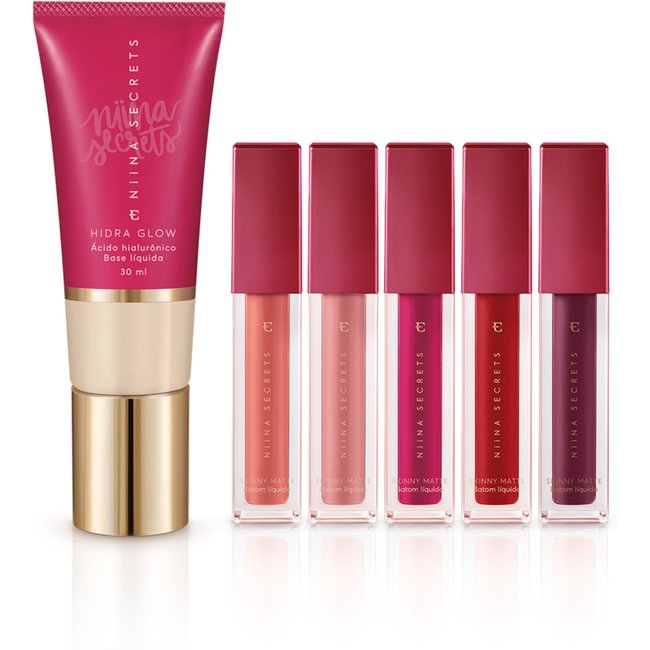 Kit Niina Secrets: Batons Skinny Matte + Base Cor 00