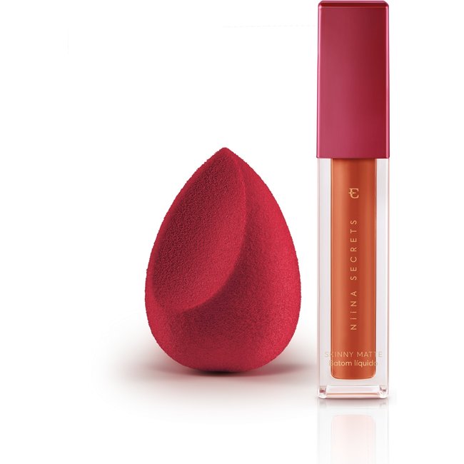 Kit Niina Secrets Batom Skinny Matte Âmbar Tulipa + Esponja
