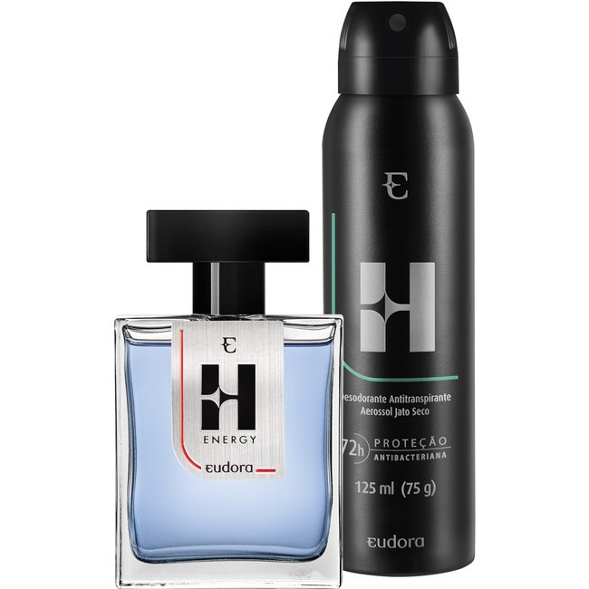Kit Eudora H Energy Colônia Desodorante + Desodorante Aerossol Eudora H