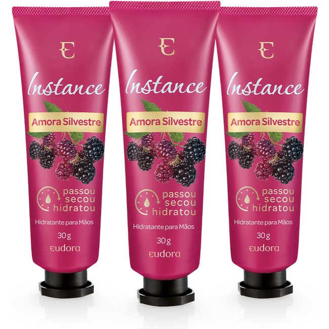 Combo Eudora: Creme para Mãos Instance Amora Silvestre (3 itens)
