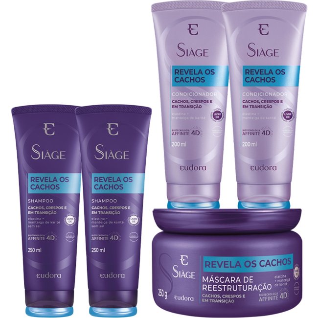Combo Eudora Siàge Cachos: Shampoo + Condicionador + Máscara