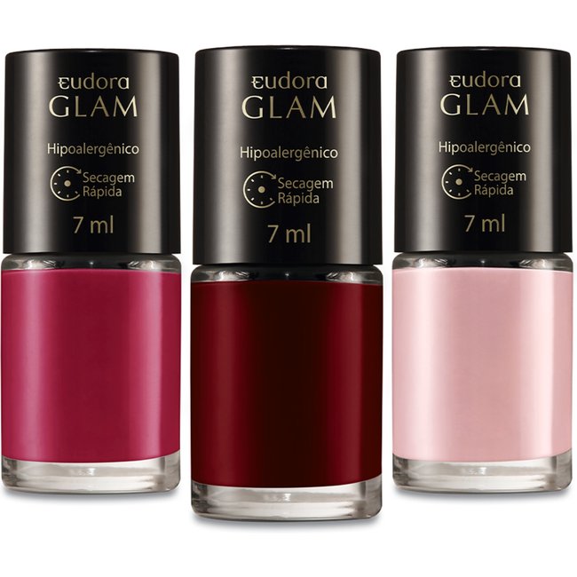 Combo Eudora Esmalte: Rosé + Vinho Magnífico + Magenta Sublime
