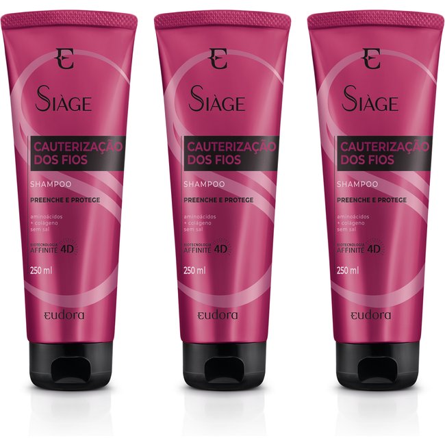 Kit Siàge Cauterização dos Fios Shampoo 3 Unidades