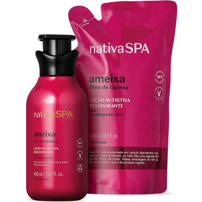 Combo Nativa Spa Ameixa: Loção Corporal 400ml + Refil 400ml