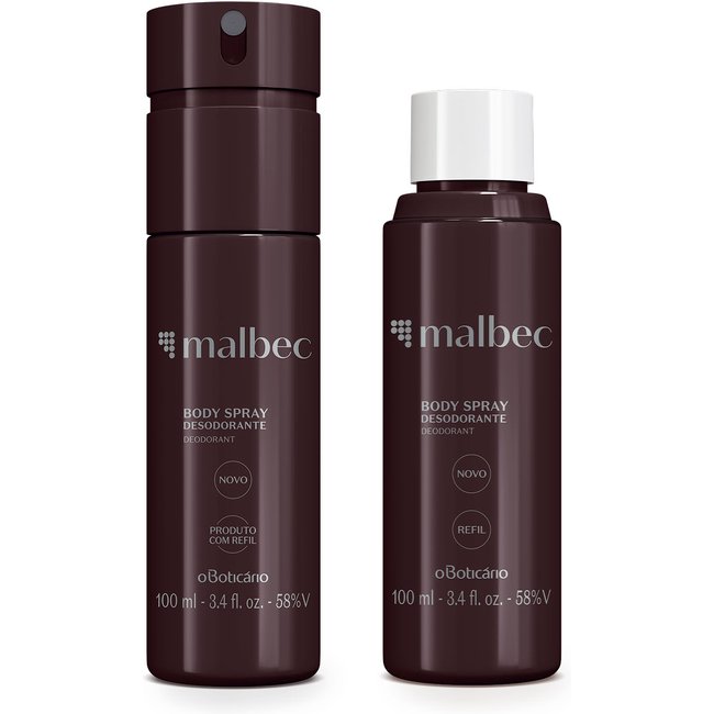 Combo Malbec: Body Spray Desodorante 100ml + Refil 100ml