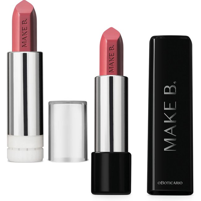 Combo Make B.: Batom Glossy Rosa Rose 3,6g + Refil 3,6g
