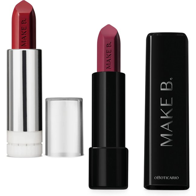 Combo Make B.: Batom Mate Violeta Violet 4g + Refil Batom Glossy Vinho Wine 3,6g