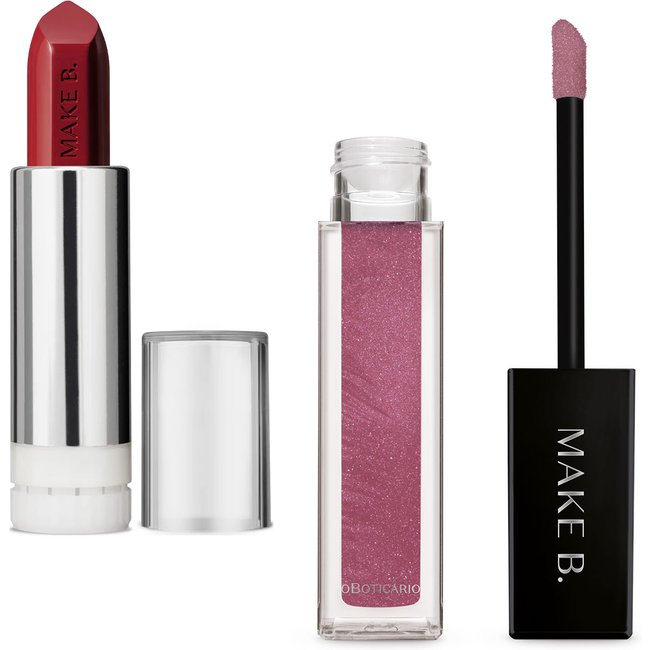 Combo Make B.: Gloss Labial Rose Lover 5ml + Refil Batom Glossy Vinho Wine 3,6g
