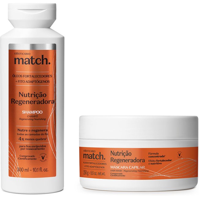 Combo Match Nutrição Regeneradora: Shampoo 300ml + Máscara Capilar 250g