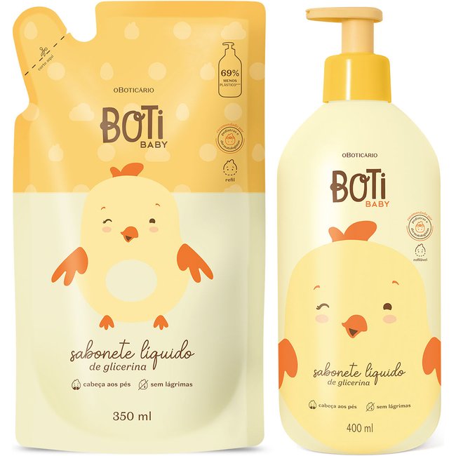 Combo Boti Baby: Sabonete Líquido de Glicerina 400ml + Refil 350ml