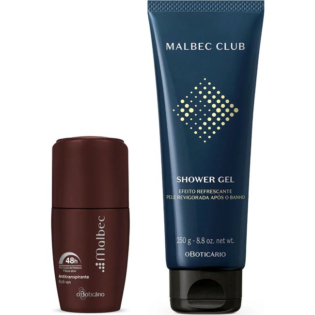 Kit Presente Shower Gel Malbec Club 250g + Desodorante Roll-on Malbec 55ml