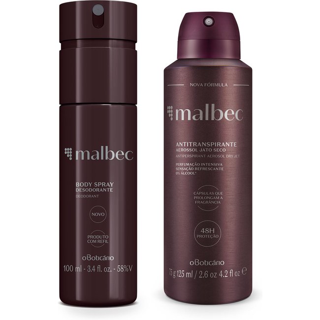 Combo Presente Malbec: Body Spray 100ml + Desodorante Antitranspirante 75g/125ml