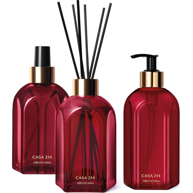 Combo Casa 214 Gardênia Imperial: Sabonete Líquido 400ml + Difusor de Ambiente com Varetas 250ml + Aromatizador de Ambiente em Spray 250ml