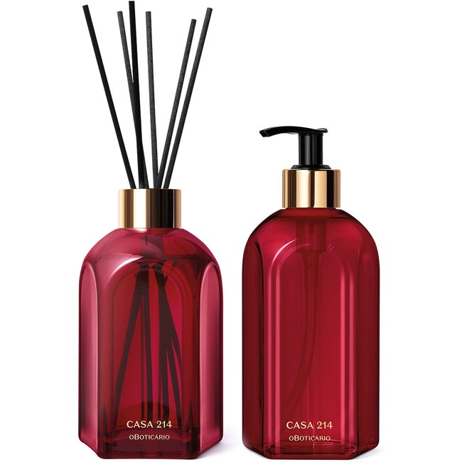 Combo Casa 214 Gardênia Imperial: Sabonete Líquido 400ml + Difusor de Ambiente com Varetas 250ml