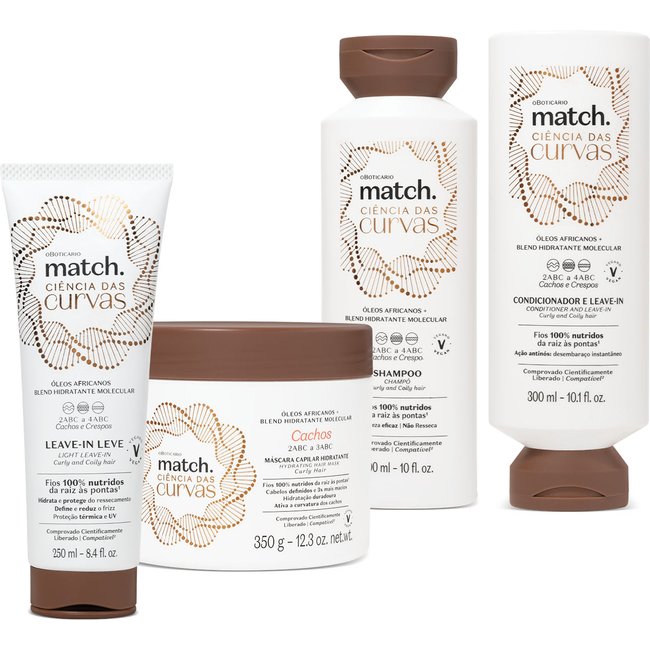 Combo Match Ciência das Curvas Ondulados e Cacheados (4 itens)