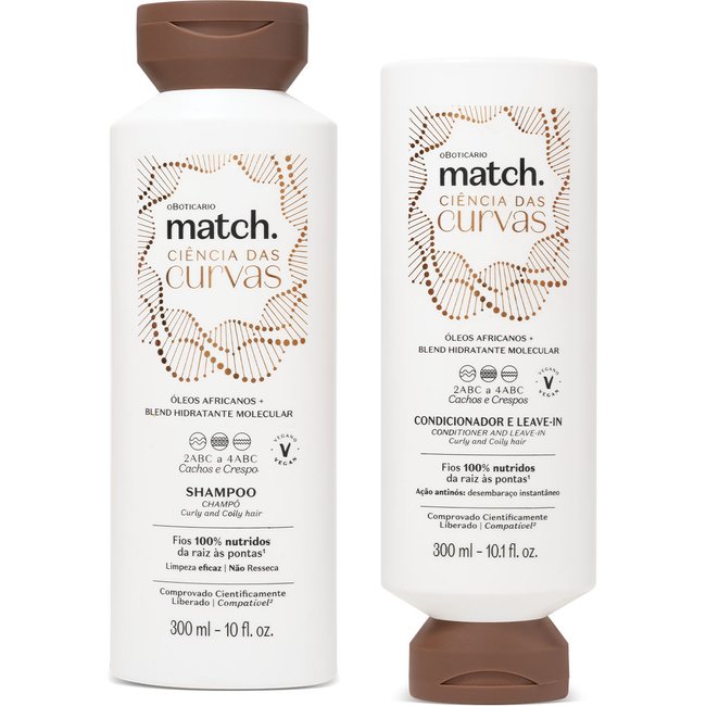 Combo Match Ciência das Curvas: Shampoo 300ml + Condicionador E Leave-In 300ml