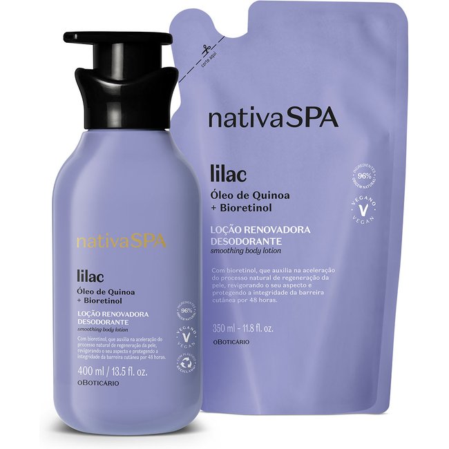 Combo Nativa Spa Lilac: Loção Corporal 400ml + Refil Loção Corporal 350ml