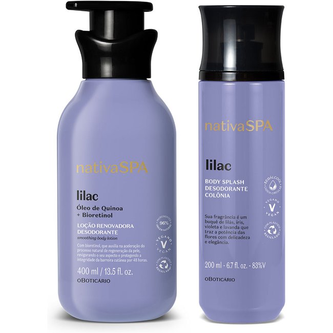 Combo Nativa Spa Lilac: Loção Corporal 400ml + Body Splash 200ml