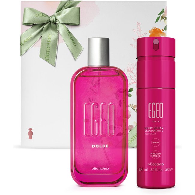 Combo Presente Egeo Dolce: Desodorante Colônia 90ml + Body Spray 100ml + Caixa de Presente