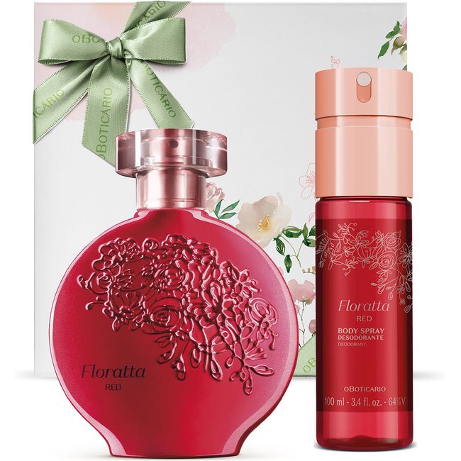 Combo Presente Floratta Red: Desodorante Colônia 75ml + Body Spray 100ml + Caixa de Presente