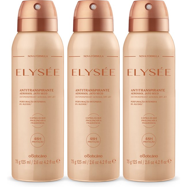 Combo Elysée: Desodorante Antitranspirante Aerosol 3x125ml cada