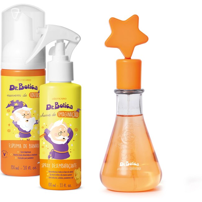 Combo Dr. Botica: Colônia Infantil 120ml + Espuma de Banho 150ml + Spray Capilar 100ml
